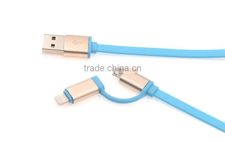 Professional Manufacturer 2 in 1 micro USB Super Speed usb Data Cable,100% Original USB Sync Data Charger Cable for iphone