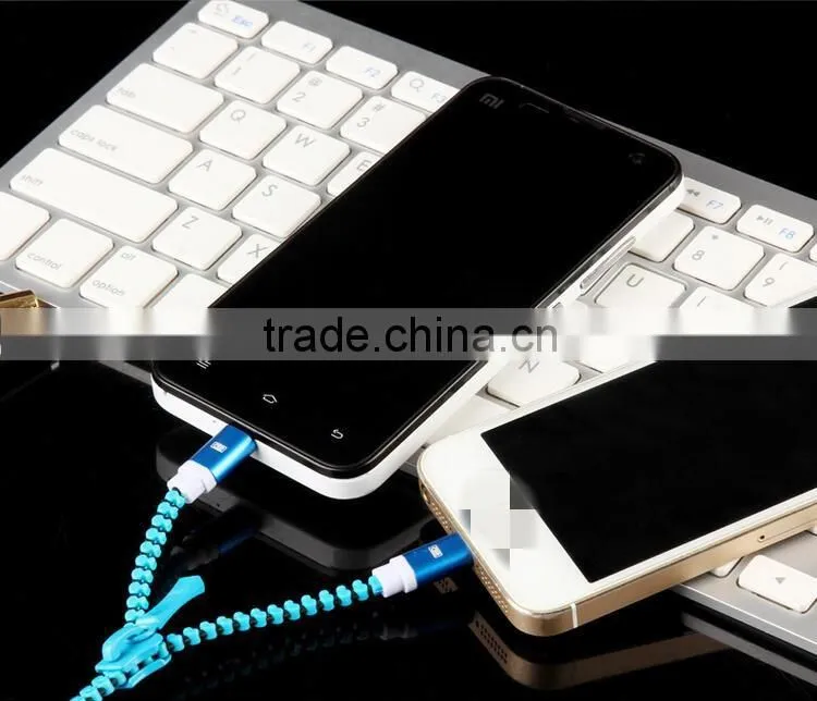 New design 2in1 zipper usb cable, mobile phone data zipper usb data cable