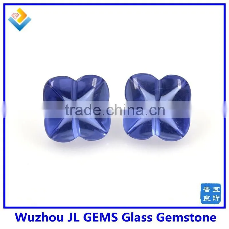 Faceted loose gemstones glass stone with four clovers beads glass jewelry