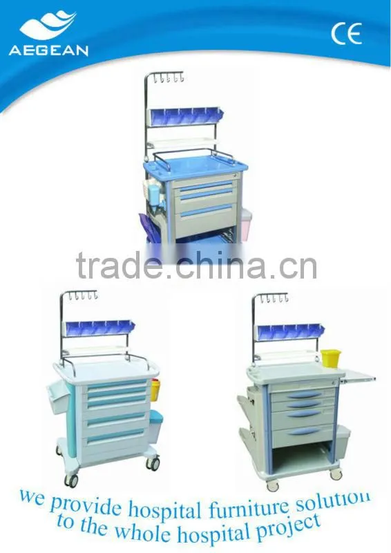 AG-MT003B3 CE ABS medical instrument hospital plastic medical delivery cart