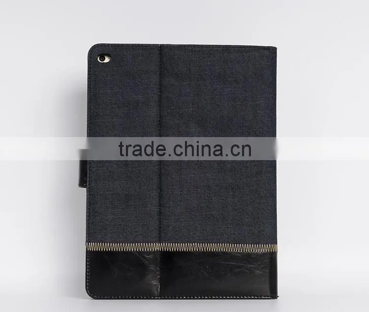 Blue jean & genuine leather protective cover case tablet