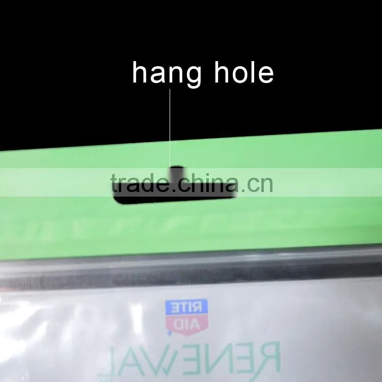 custom printing plastic laminated header zip lock bags with euro slot