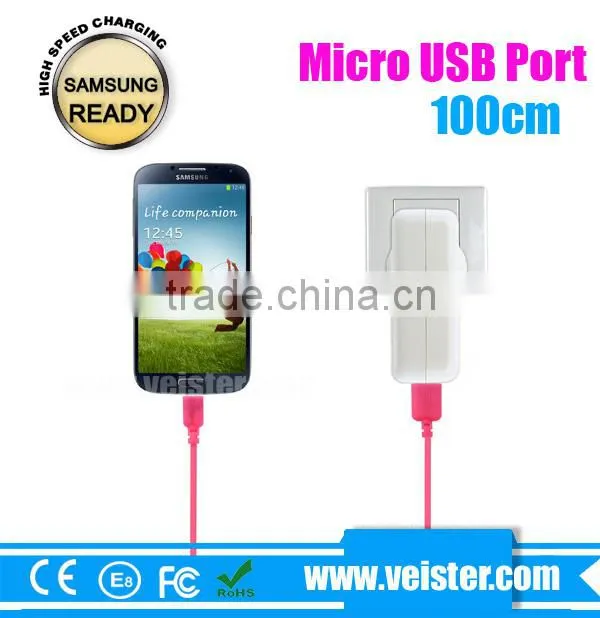 colorful flat 1M micro usb data cable, Micro USB Cable for Samsung charge