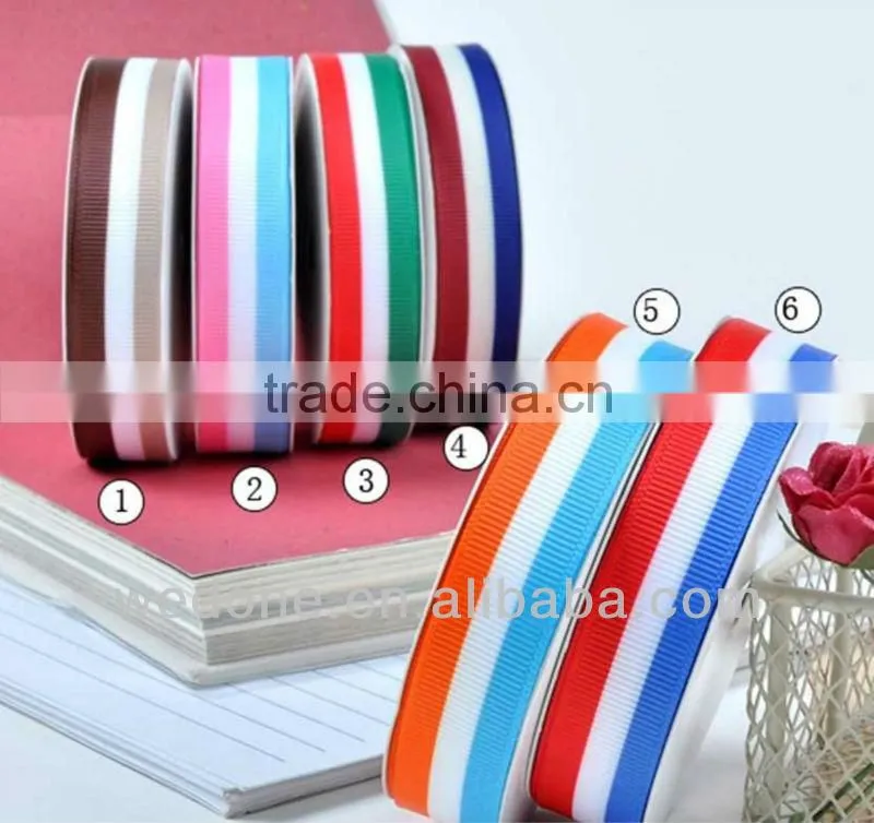 Wholesale Rainbow Stripe Printed Grosgrain Ribbon