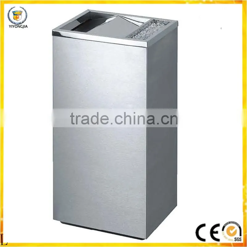 top round stainless steel cover with ashtray side open dustbin