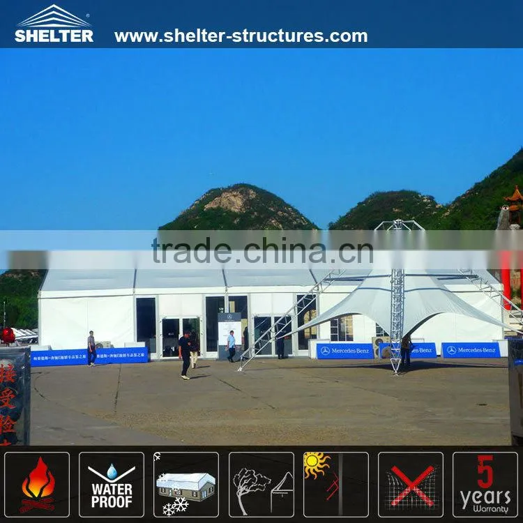 Clear span aluminium frame tent with side wall window for garage sale