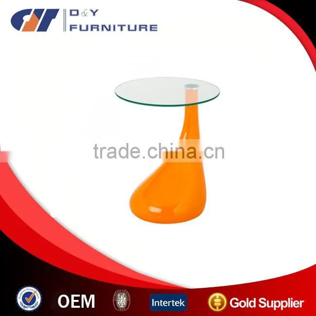 Coffee Table with Glass top & ABS Base in Yellow