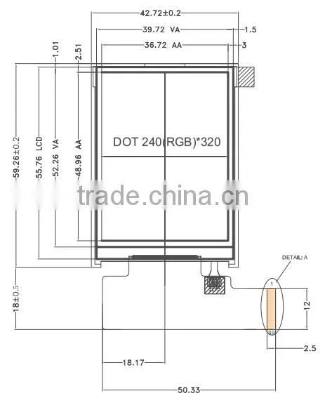 Factory price TFT LCD 2.4' inch 240*320 small bar type tft lcd display with touch panel