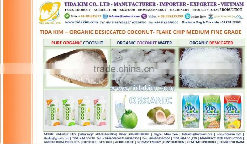 ORGANIC COCONUT WATER UHT TIDA KIM TETRA BOX 330ML 100ML - BLACK PEPPER - VIETNAM CASHEW NUTS- DESICCATED COCONUT