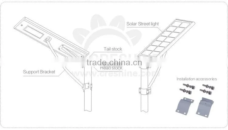 Development Trend Photocell Energy Saving 60W Smart LED Solar Street Lamp All in One with Battery and Controller for 2 Years
