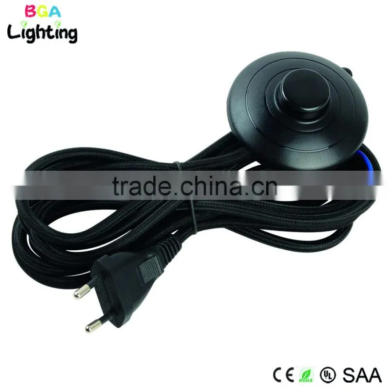Cotton braided wire with black on/off switch and AC EU plug for pendant light