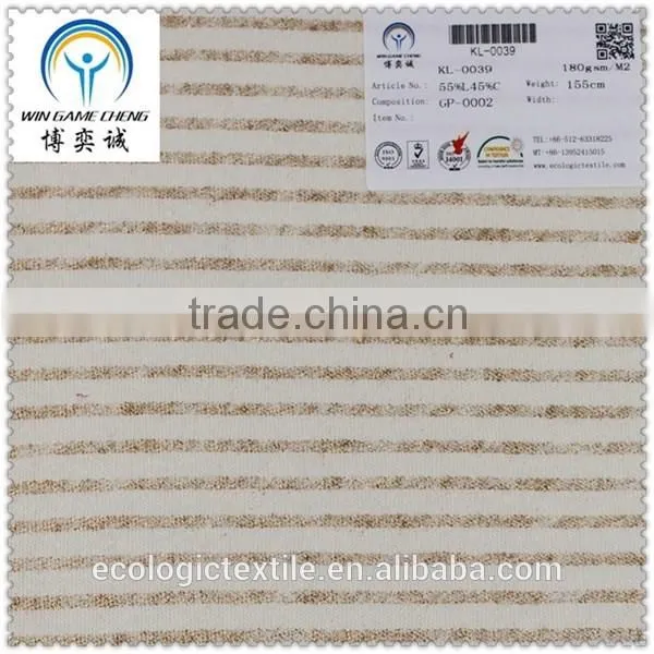 55%Linen 45%Cotton Gold Print Knitted Fabric /Cotton And Linen Fabric