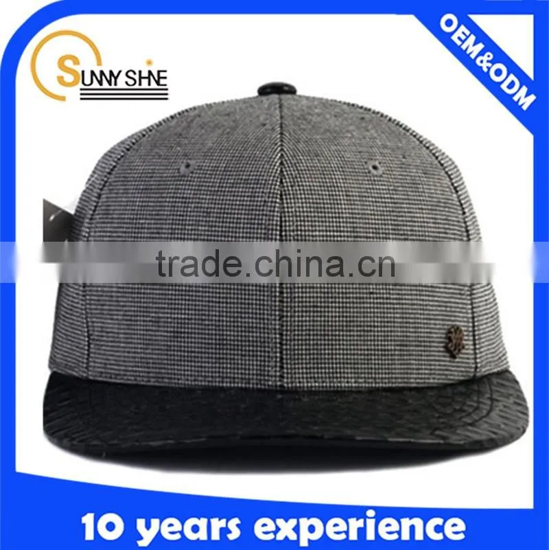 2015 New Fashion Custom Plain Short Brim Snapback Hat