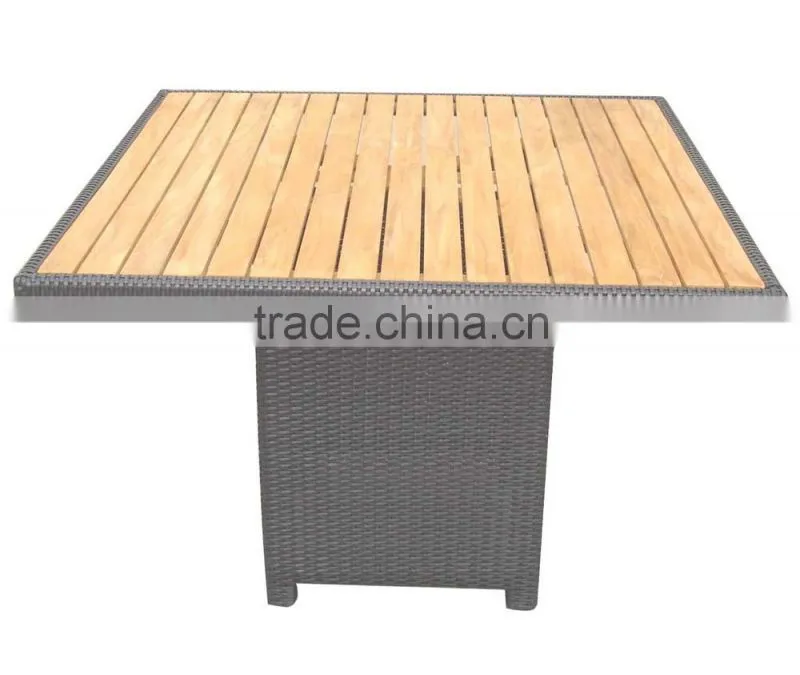 wood table top outdoor wicker table