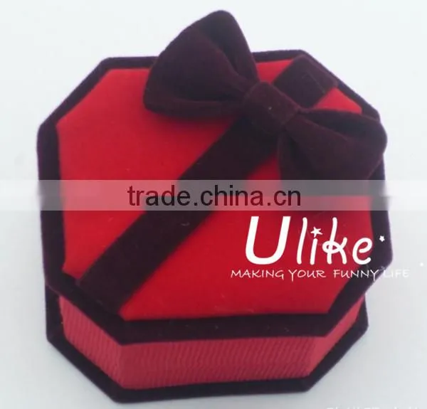 beautiful velvet red jewelry ring gift box with bowknot ring jewelry box velvet double ring box wedding items