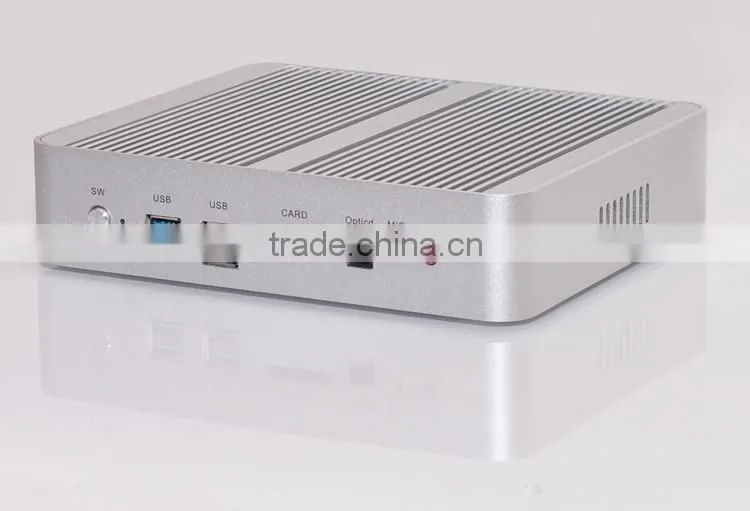 Aluminum Case Material and USB External Interface HTPC/small desktop computer /fanless pc, Windows7 TV Box with 4G RAM, 128 SSD
