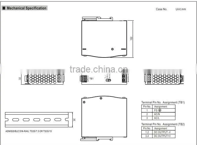 Meanwell 75w 12v power supply/75W Single Output Industrial DIN RAIL with Power Supply/power supplies 12v