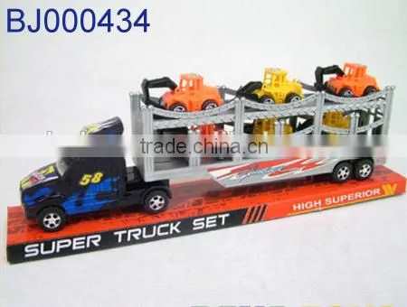 Cheap toy for kids plastic large tow trucks with 6 small construction trucks