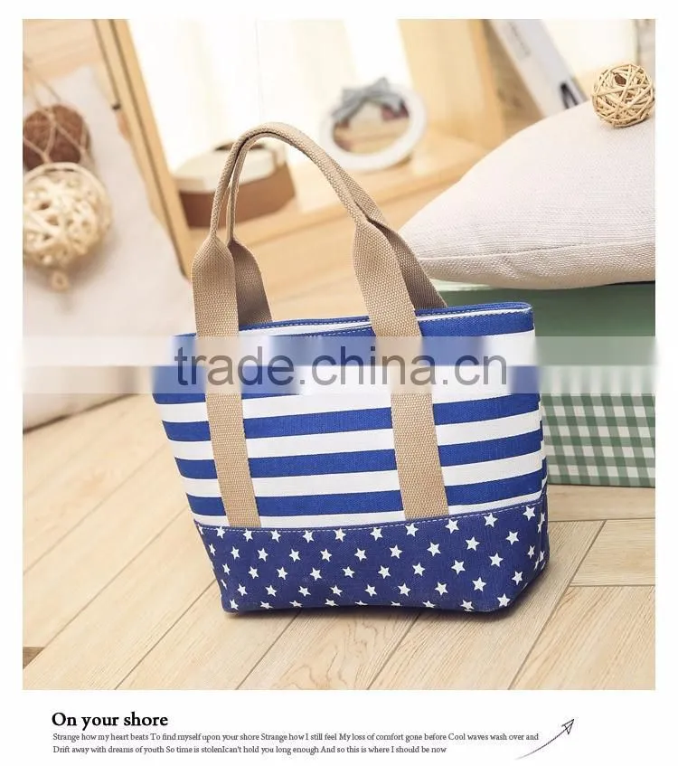 Cotton canvas beach tote bag