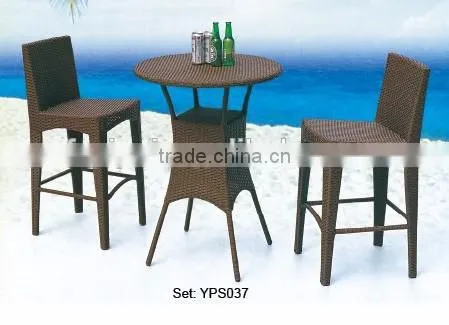 restaurant furniture elegant rattan wicker high long table chairs dining set YPS032
