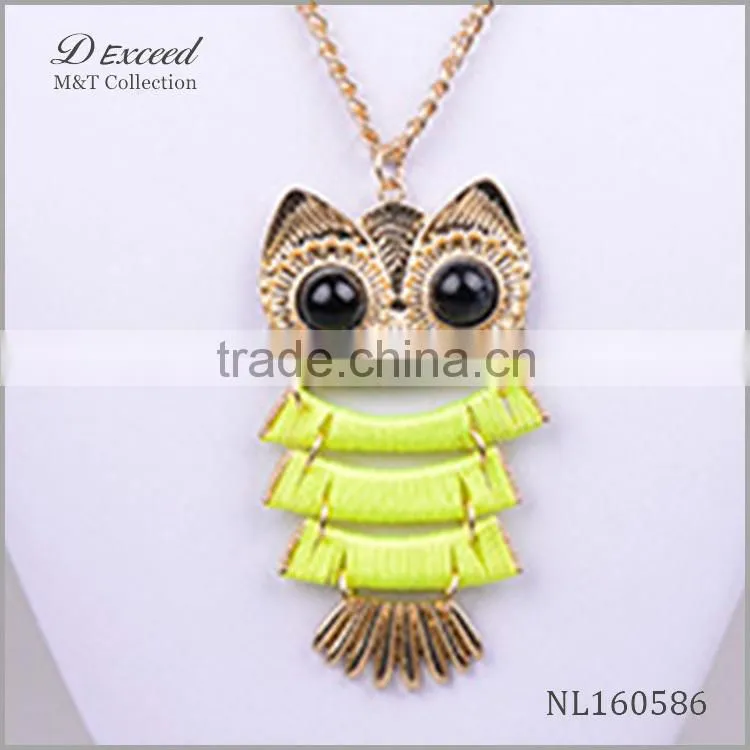 2015 fashion jewelry wholesale alloy owl pendant necklace