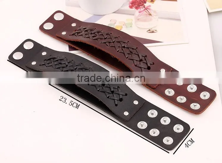 genuine italian wide leather bracelet,leather wrap bracelet