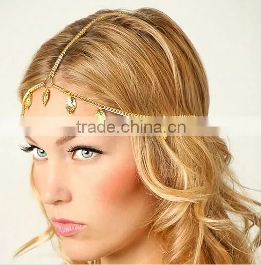 New Women Metal Leaves Tassels Headband Fashion Head Chain Hair Jewelry