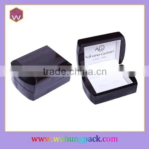 Single Pair of Wooden Box For Cufflink Gift With Quality Brown Glossy Finish