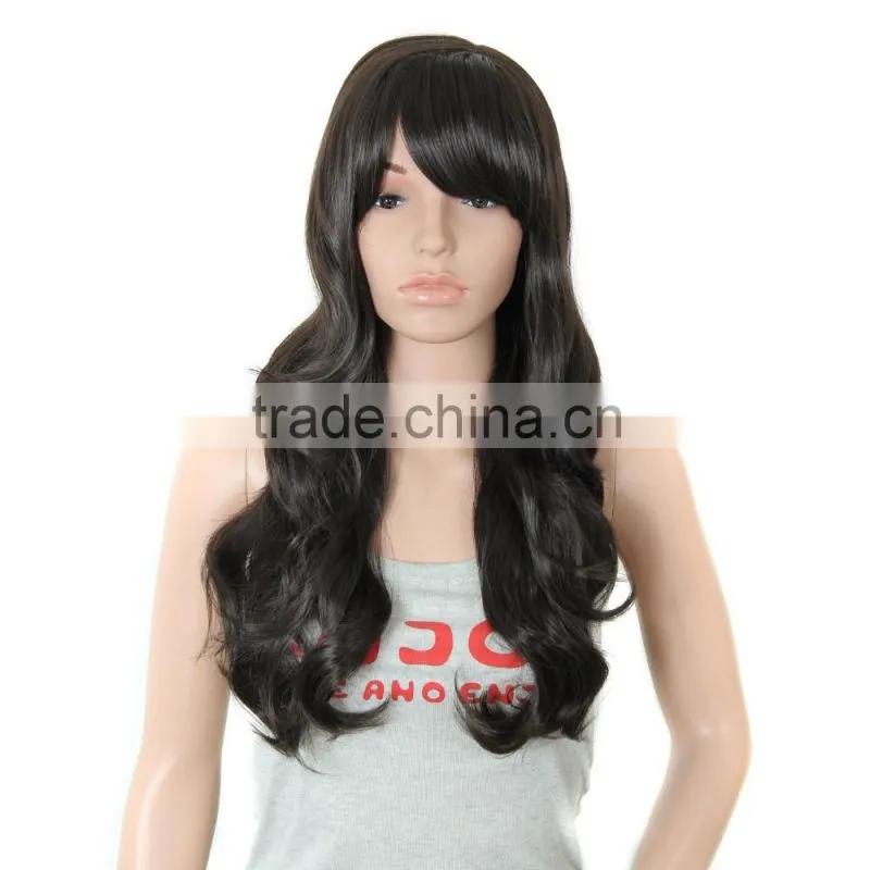 30inch synthetic wig black color long natural wave style on promotion