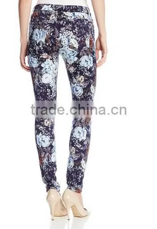 2014 sexy close-fitting leisure shivering floral high waist jeans