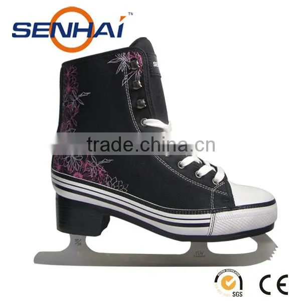 2015 Black ice skating boots for ladies