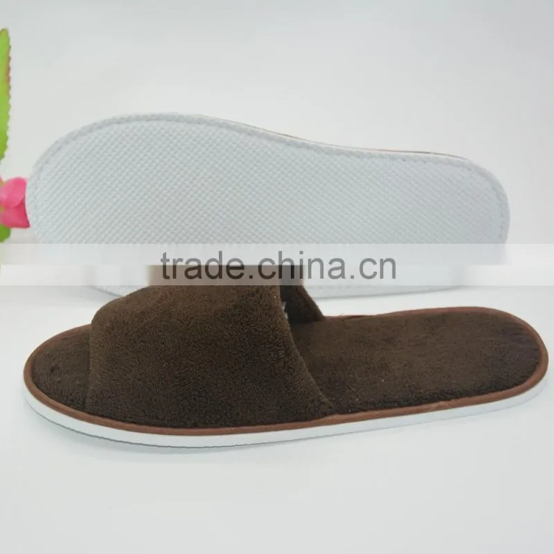 Brown coral fleece hotel disposable slippers