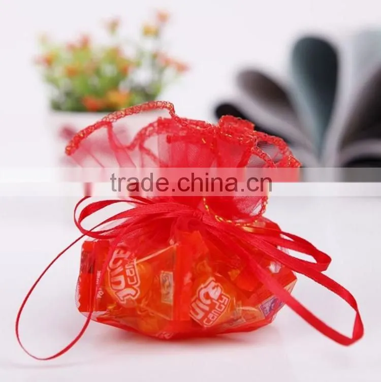 Drawstring Organza Jewelry Pouch Bag,Round Organza Gift Pouch