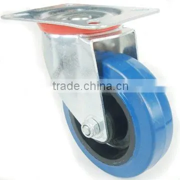 swivel blue elastic rubber caster with brake