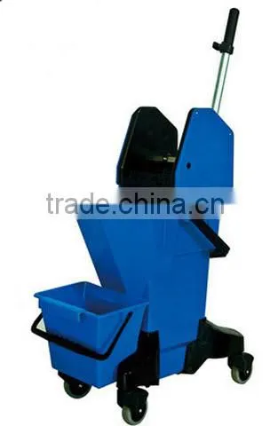 60L Hotel Plastic Double Bucket Mop Wringer Trolley