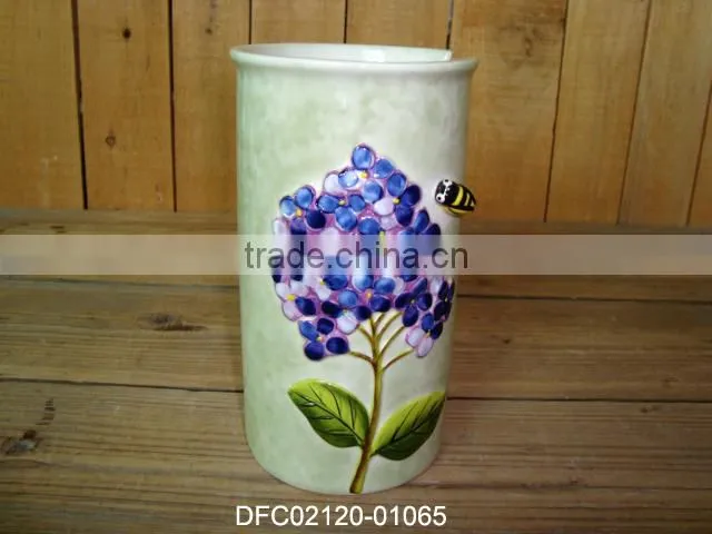 Flower Decal Paper Cup Holder Made of Ceramic