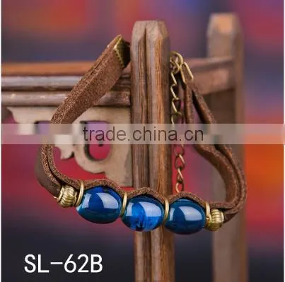 genuine leather porcelain face bracelet