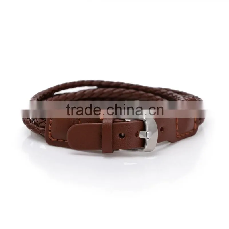 Fashion Braided Multi Layer Cingulate Leather Bracelet Black Brown Orange knitted Leather Bangles Rope