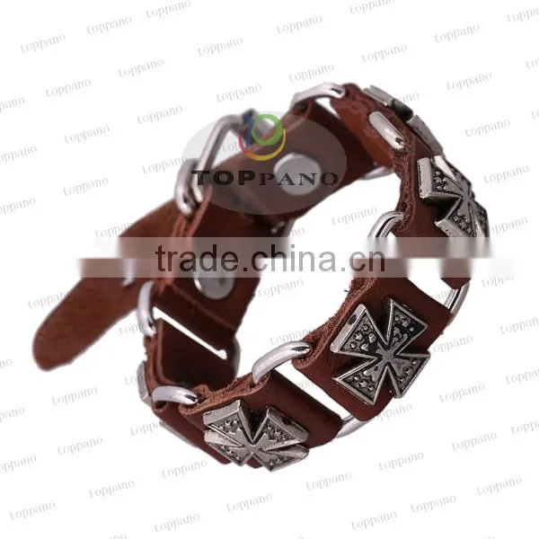new design stainless steel rivet adjustable braided leather bracelet colorful leather bracelet