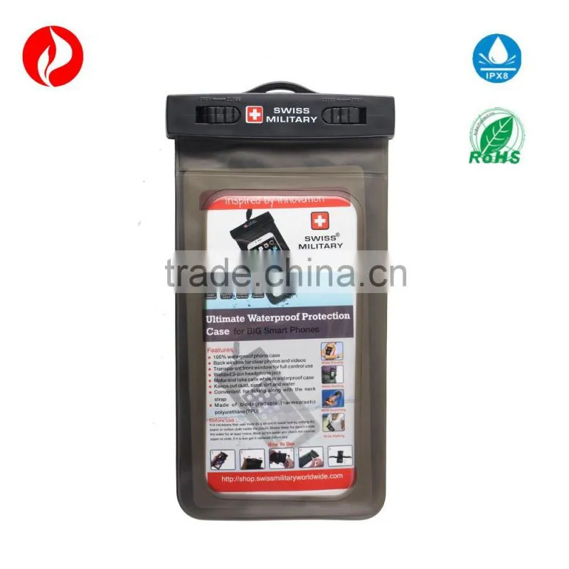 PVC material waterproof phone bag with headphone jack