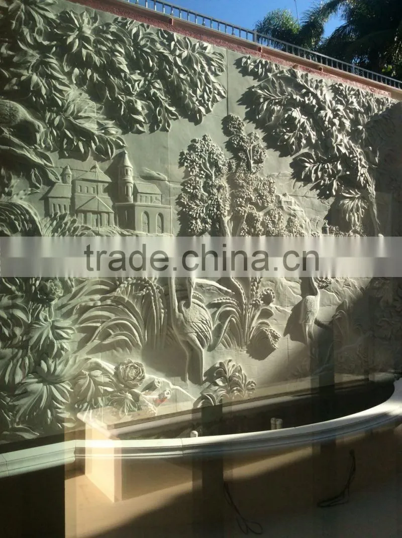 Manor decoration custom make sandstone relief wall sculpture