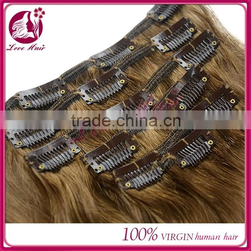 Wholesale factory price 10-30" straight clip in hair extensions virgin brazilian clip in hair extension
