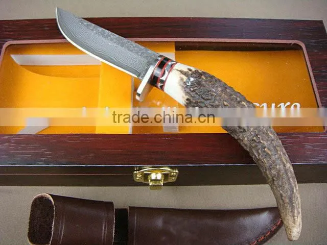 OEM Damascus blade material Antlers handle collection boutique knife
