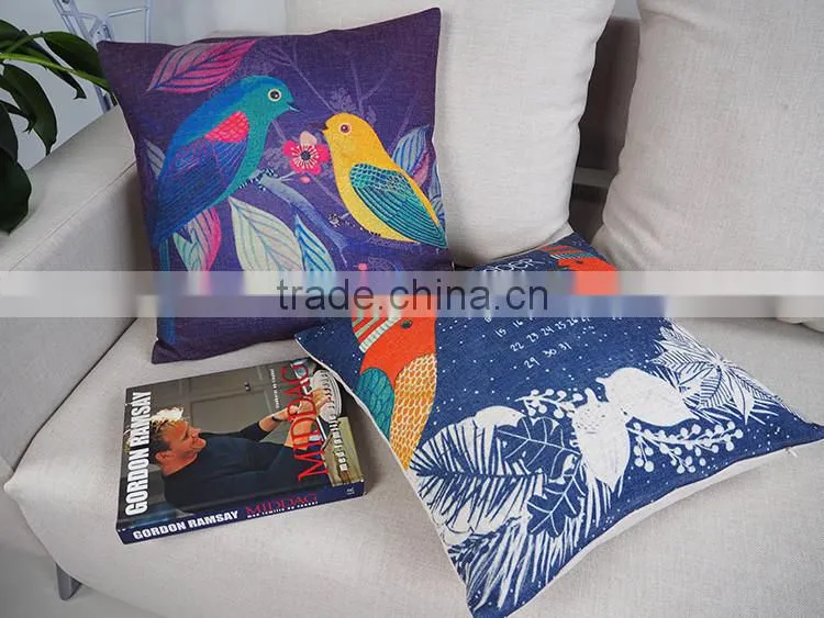 Wholesale housewares bird printed pillow cases cover, square pillow cases 18*18inch