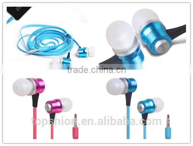 2015 new products hot selling earphone colorful in-ear earphones with flat cable