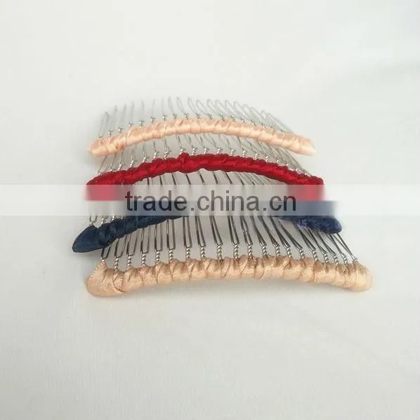 Elegant Girl Cute Flower Metal Hair Comb Wrapped Ribbon Mixed Colors