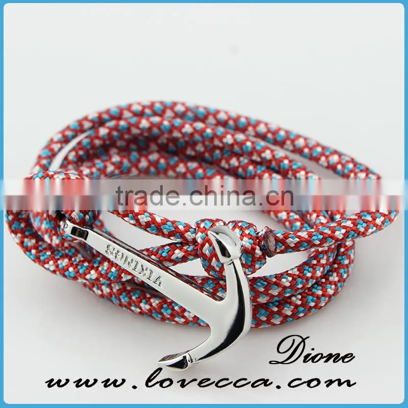 wholesale Nylon Rope Navy Style Alloy anchor bracelet
