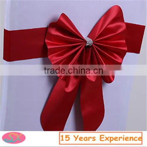 2015 latest factory directly sale colorful wedding chair sashes bowknot satin chair sashes