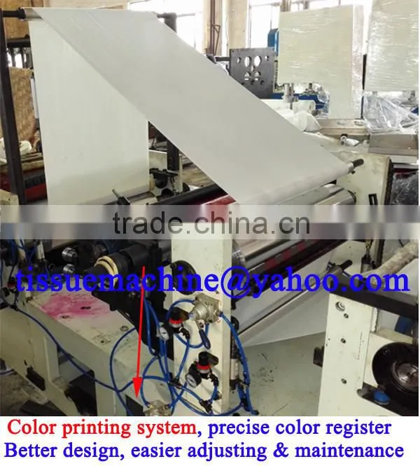 Centrepull Coreless 2200mm Embossing Color Printing Jumbo Roll Tissue Machine
