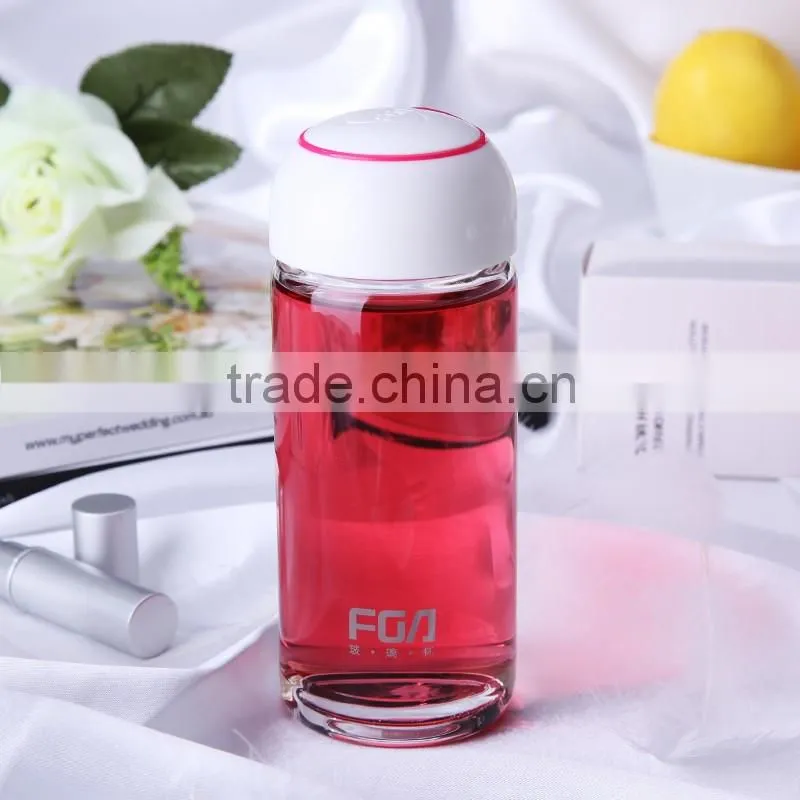 2016 hot sale fancy water glass bottle 200ml cute sport drinking empty water bottles